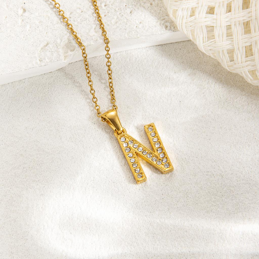 1pc Fashion Shining A-Z Letter Pendant Charm Necklace 26 Initial Alphabet Name Clavicle Chain Party Valentine's Day Jewelry Gift