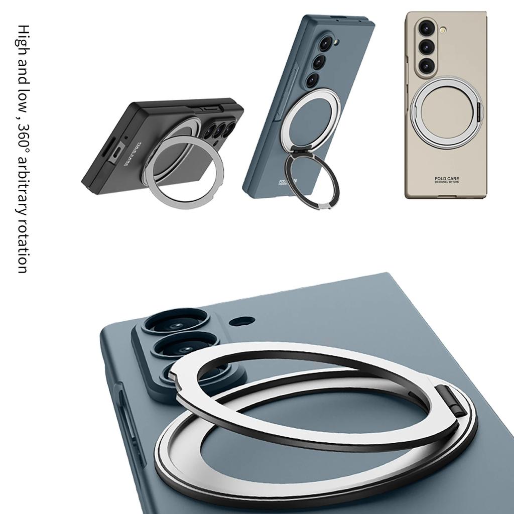 Rotating Magnetic Wireless Charging Phone Case for Samsung Z Fold 7 6 with Tempered Film Protective Cover