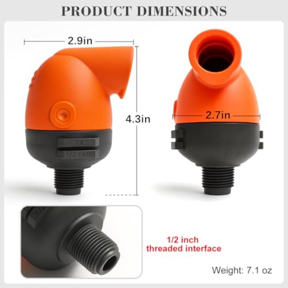 Automatic Air Vent Valve 12 Inch NPT Thread Connection Designed for Water Tanks with Dual Venting Outlets and Low Pressure Seal