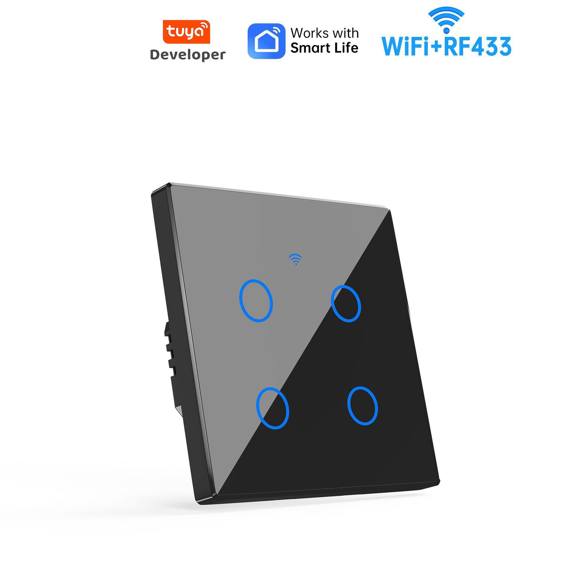 Graffiti WiFi+433 Smart EU Touch Panel Switch with Alexa Voice Control