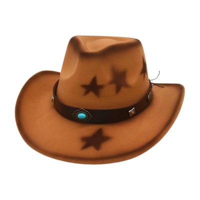 European, American And Western Cowboy Hat Men'S And Women'S Party Ball Hat Cross-Border Tibetan Jazz Hat Dyeing Solid Color Wool Top Hat