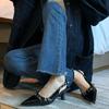 Rivet Patent Leather Thin Heel One-word Buckle Fashion Sandals Women's 2025 Early Spring Design Sense Niche Celebrity Style High Heels