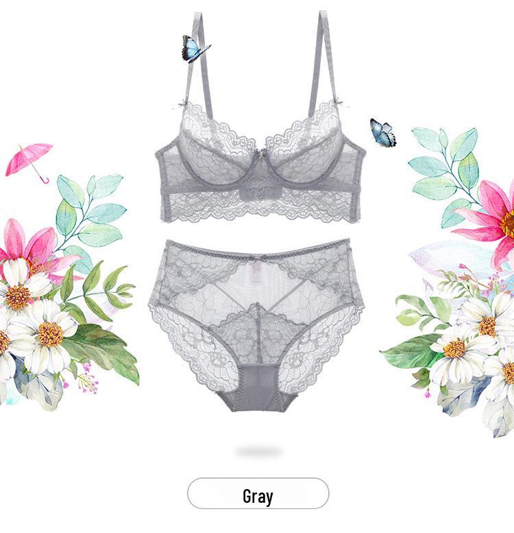 Lace Push-Up Underwear Set for Women - Comfortably Minimizes Large Breasts