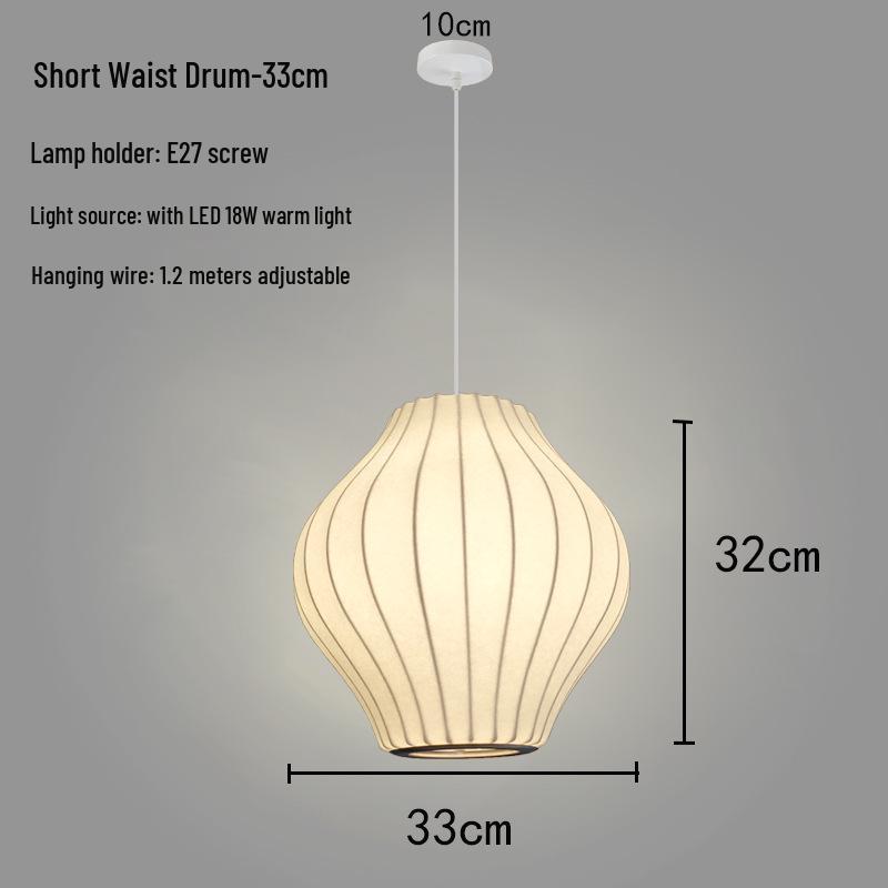 Zen Lantern: Japanese Silk Fabric Pendant Light for Bedroom, Dining Room, and Bar