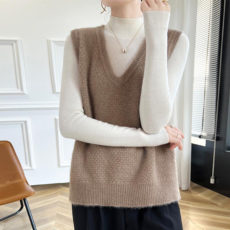 Women's Cashmere Vest Qinghe Cashmere 30% Cashmere 70% Wool Autumn and Winter Cashmere Vest Soft and Warm