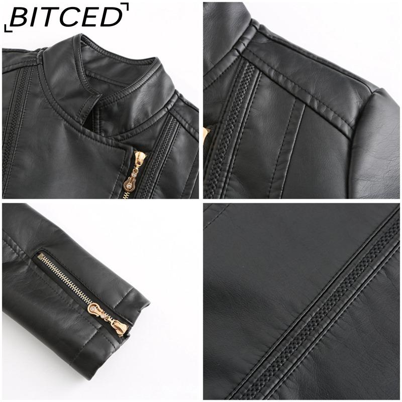 BITCED Women's Spring/Autumn Fashion PU Leather Jacket - Lightweight Spring/Autumn Short Jacket for Women S-4XL Casual Wear - Chic Style