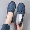 Women Simple Red Loafers Leather Driving Moccasins Comfort Flats Black Casual Slip on Plus Size Black Shoes