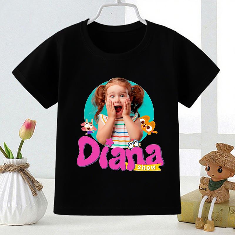 Diana And Roma Show Potisk Vtipné Dětské Tričko Dívčí Ležérní Letní Topy Oblečení Pro Malé Kluky Černé Dětské Trička S Krátkým Rukávem