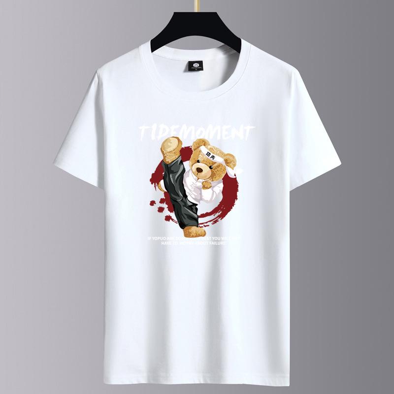 Herr Bomulls Kortärmad Sommar T-shirt, Lös Passform Trendig Topp