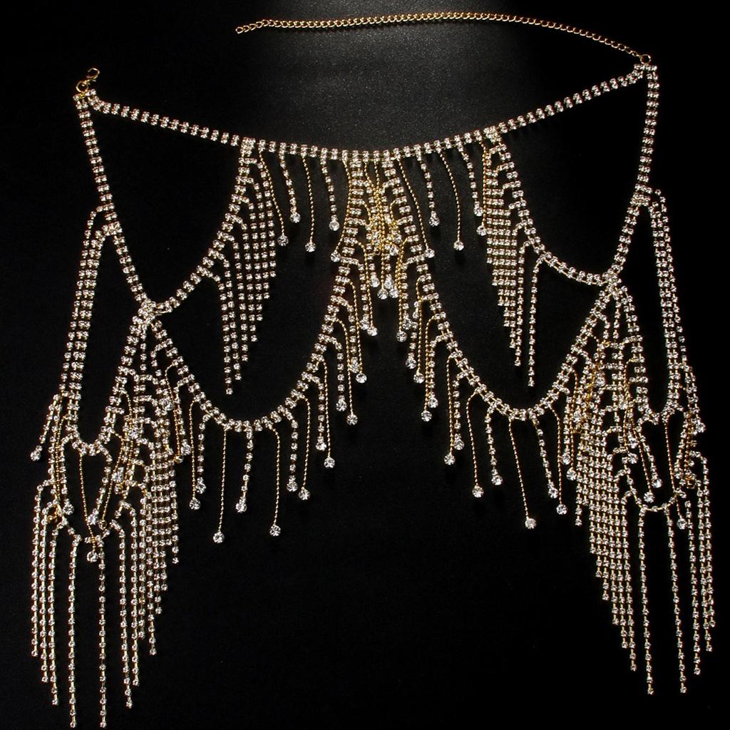 Stylish Layered Rhinestones Body Chain Premium Alloy Construction Versatile Styling for Concerts and Event