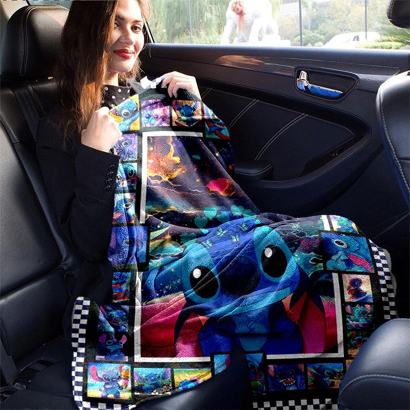 1pc. Stitch Cartoon Blanket, Home Decor Gift for All Seasons, Soft and Cozy Throw Blanket, Perfect for Couch, Bed, or Any Room, Vibrant Colo