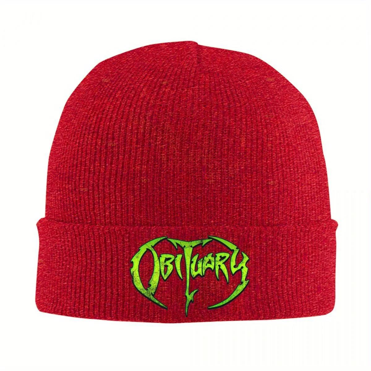 New Obituary Band Logo Death Metal Knitted Hat Beanies Winter Hats Warm Hip Hop Heavy Metal Cap Unisex Women