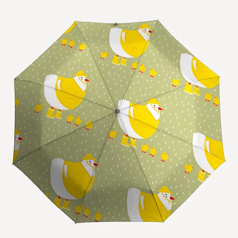 1pc Chicken Pattern Automatic Umbrella | Portable Foldable 8-Rib Manual Open, Cute Birthday & Holiday Gift for Outdoor Yy260107093