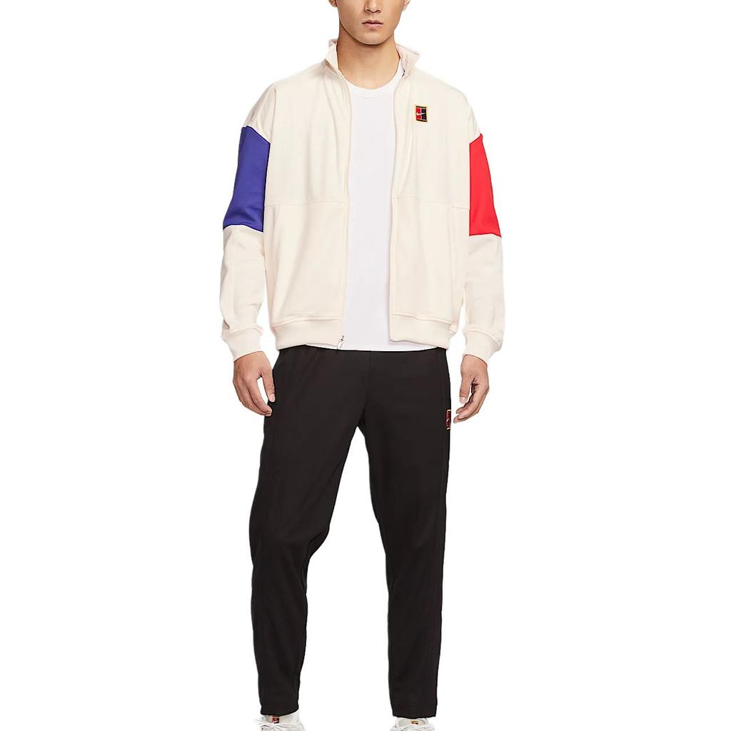 Nike Court Heritage Fleece Zip-Up Stand Collar Long Sleeve Jacket Men Jackets Light-Ivory Midnight-Blue Light-Deep-Red FZ6926-110