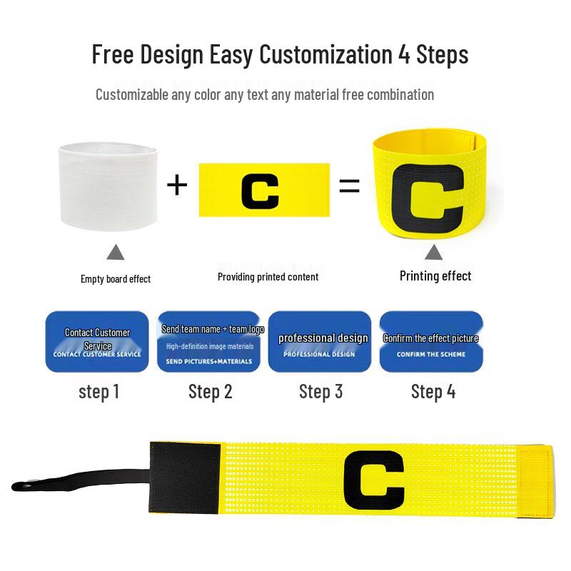 Wow Custom Captain C Armband Velcro Kids' Team Badge for Football Match Training