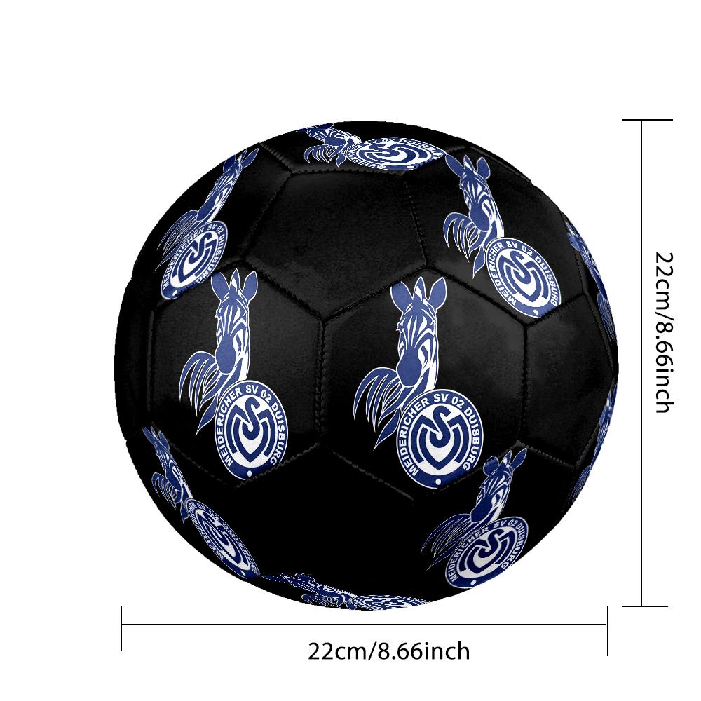 Pallone Calcio Indoor Msv Duisburg Colorato Cucito a Macchina PVC Misura 5 Pronto per Allenamento di Squadra e Competizione Resistente Rimbalzo Elevato Fantastico Regalo Sportivo