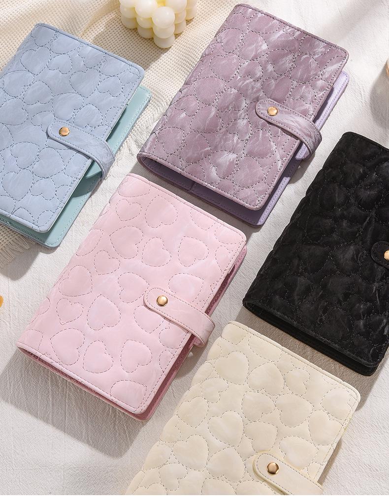 3D Heart Pattern A6 Loose-Leaf Notebook with PU Cover