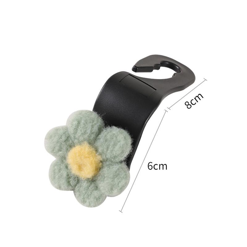 2PCS Cute Plush Flowers Car Seat Back Hooks Storage Vehicle Headrest Organizer Hanger for Groceries Bag Handbag Car Accessories