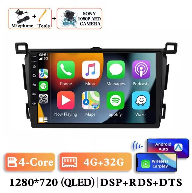 

Беспроводной Android 14 Carplay Auto Автомагнитола для Toyota RAV4 Rav 4 2013 - 2018 Мультимедийный плеер Навигация GPS 4G+WIFI Стерео RDS