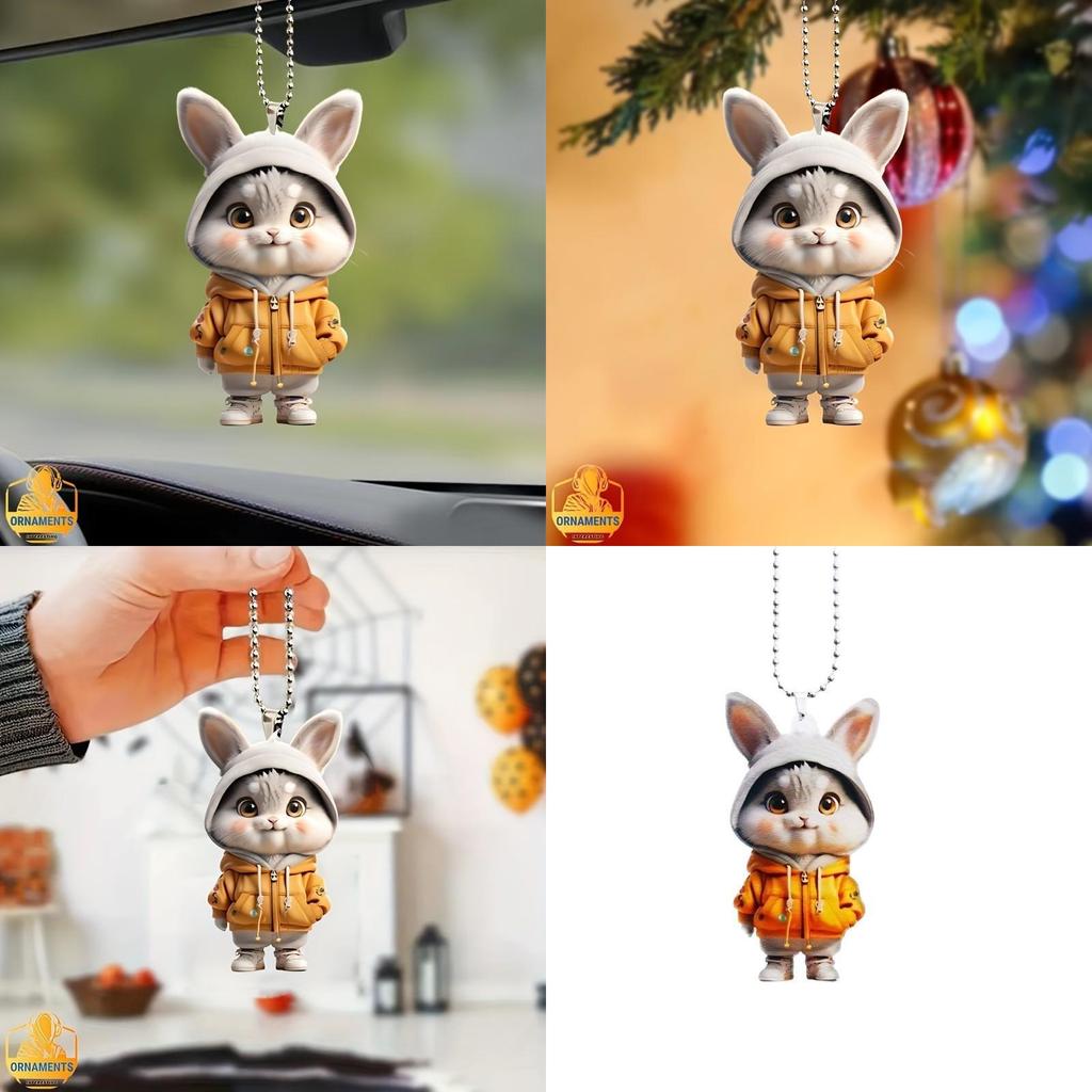 Cartoon Cute Rabbit Pattern Acrylic Pendant For Car Decoration Accessories