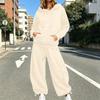 Women Casual Two Piece Set Hoodie Sweatshirt and Wide Leg Pants Drawstring Waist Relaxed Fit Lounge Outfit for Everyday Wear
