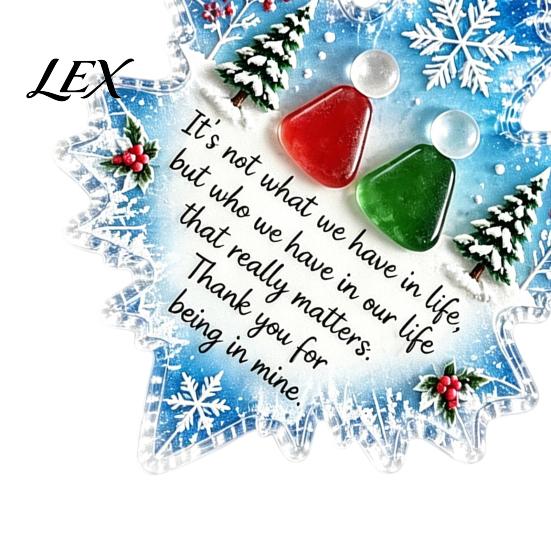 Decorative Acrylic Gifts Snowflake-Shaped Sea Glass Ornament, Christmas Friendship Keepsake, Coastal Inspired Holiday Home Decorations Tree