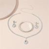 Women's Sparkling Diamond Jewelry Set: Crystal Drop Necklace, Earrings, and Bracelet Trio
