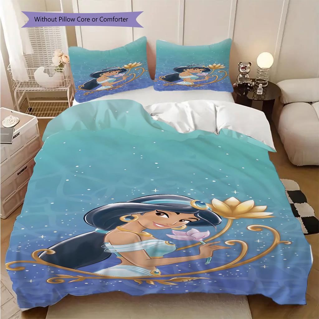 Sweet Fantasy Princess Bedding Set – Rapunzel & JasminePattern printing(1*Duvet Cover + 2*Pillowcase, Without Core),