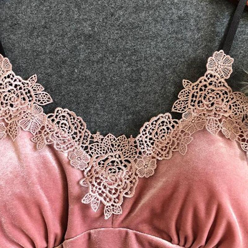 Pajamas Women's Gold Velvet Autumn/winter Suit Sling Nightdress Sexy Nightgown Four-piece Suit with Chest Pad Home Service