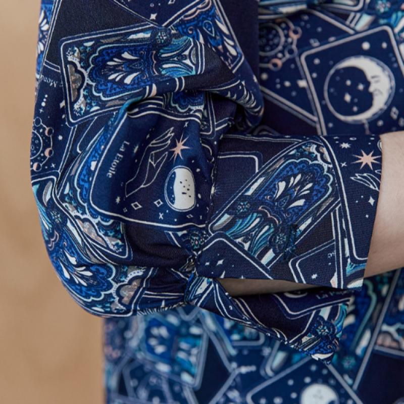 Maxza Tarot Print Twist Pintuck Shirt Dress Zd06qp600on