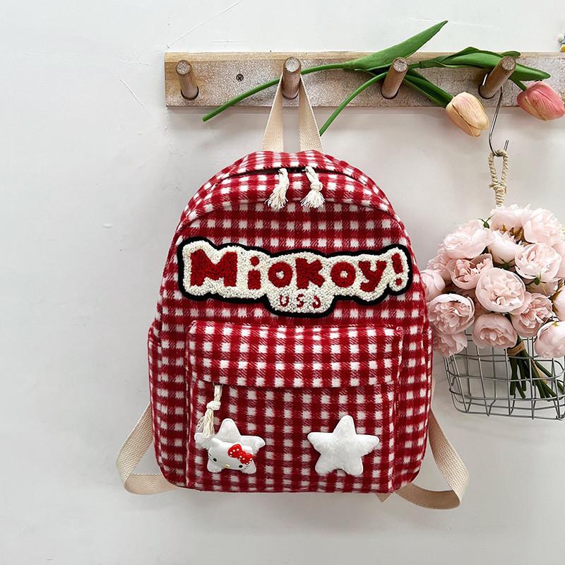 Adorable Red Cat Themed Kids Backpack Stylish Large Capacity Preschool Backpack For Girls