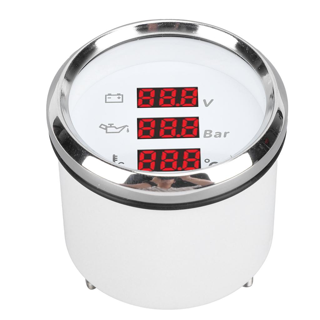52mm Miernik Napięcia Ciśnienia Oleju Temperatury Wody Czerwone Podświetlenie Wodoodporny Cyfrowy Woltomierz Temperatury Wody Ciśnienia Oleju do Łodzi