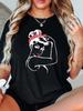 Powerful and Strong Girl Printed Tshirt Summer Womens Top Casual Short Sleeve Round Neck Printed Summer Clothing
