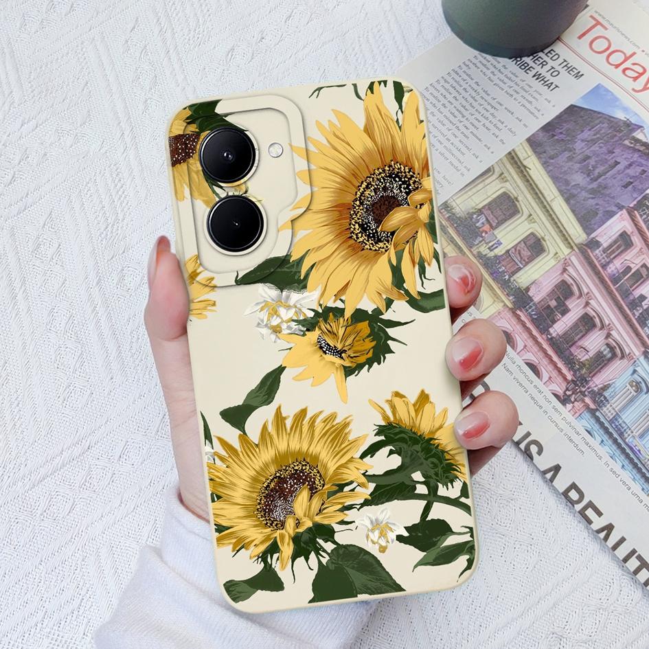 Case For OPPO Realme C33 C35 C55 C11 12 15 17 20 30 Realme GT2 Pro Fashion Sunflower Butterfly Liquid Silicone Soft TPU For Realme Coque Fundas Bumper
