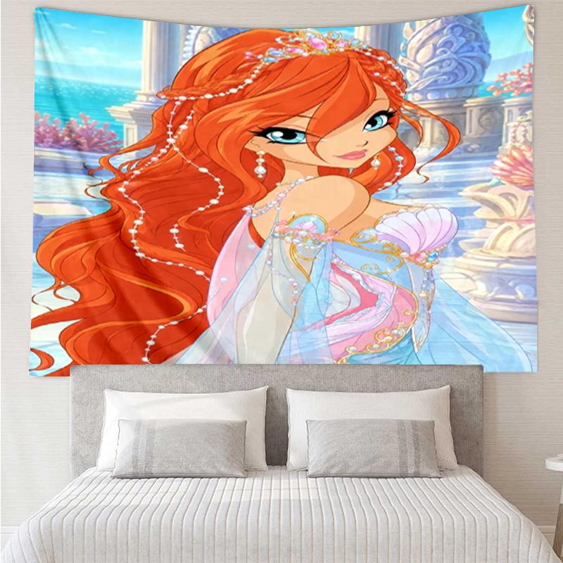 Winx Club Print Tapestry, Backdrop, Easy Setup, Ideal for Bedroom, Office & Living Room, with Aesthetic Wall Hanging Decor.