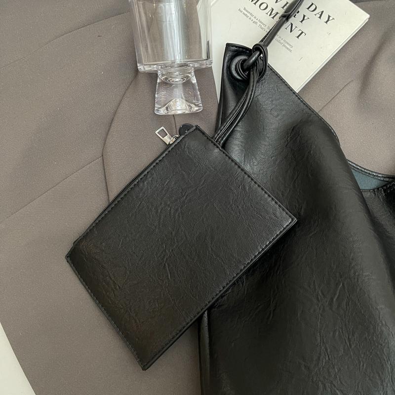 Burgundy 2-IN-1 Shoulder Tote Bags For Women Soft PU Leather Solid Color Large Capacity Shopping Hobo Bag With Coin Purse 2026