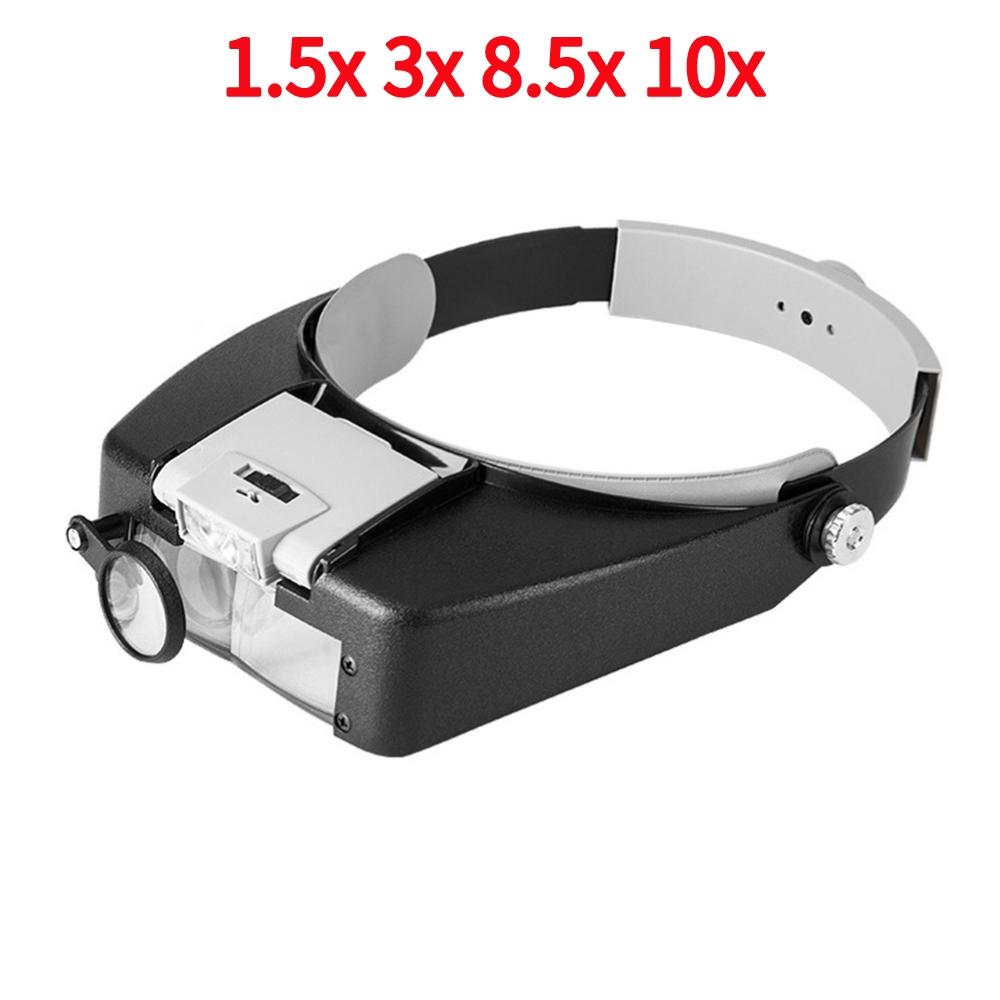 Head Mount Magnifier Glasses 1.5X 1.5X 6X 8X Loupe Helmet Magnifying Glass Multifunctional Wearable Magnifier for Reading Repair