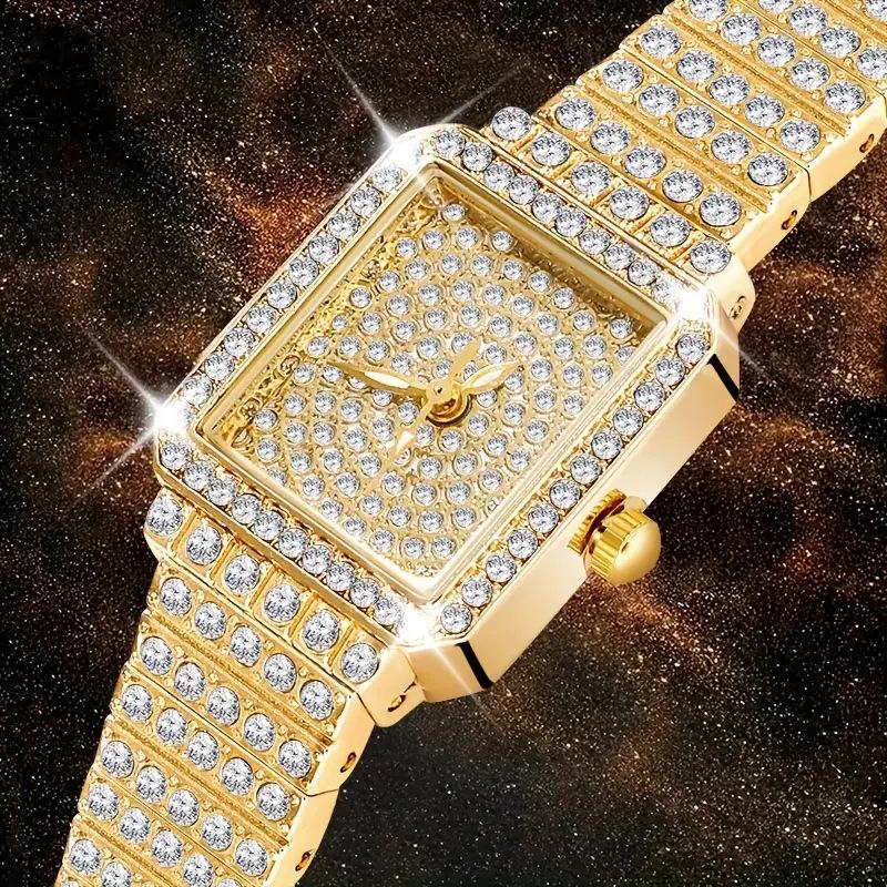 Fashion Watch Square Casual Trend Diamond-Encrusted Men S And Women S Quartz Watch серебряный