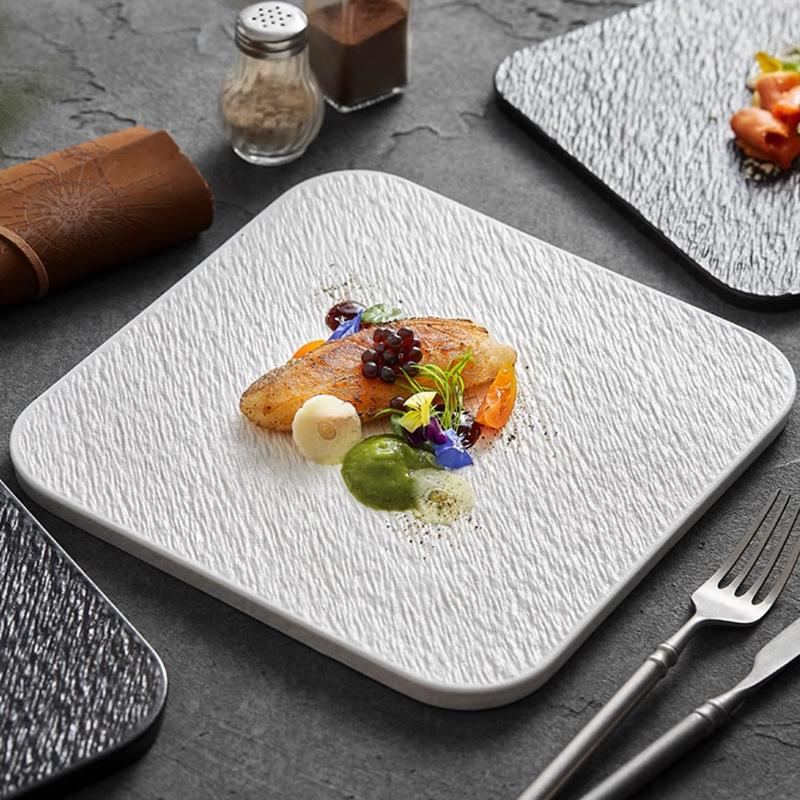 8/10 Zoll Steinmuster flacher Teller Kreativer nordischer Keramik-Speiseteller Klassisches mattes Sushi-Dessert-Geschirr Westliches Restaurant
