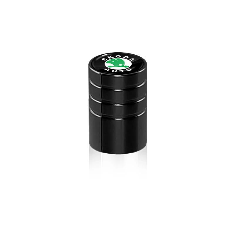 2025 Chaud 4 Pièces/set Alliage de Zinc Bouchons d'Air pour Valve de Pneu de Voiture Articles Antivol Pour Skoda Fabia Kamiq Rapid Kodiaq Octavia a5a 7 2 Ye