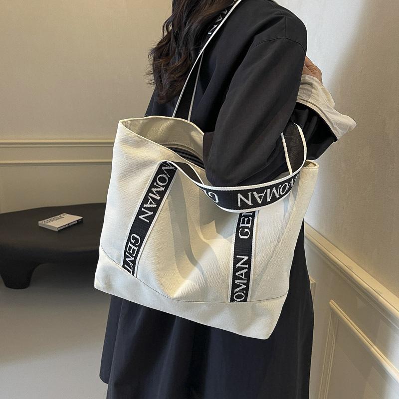 ins fashion casual messenger bag women's 2025 new contrasting color letter handbag Thai shoulder canvas handbag