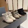 Buty Damskie Projektanta Zamszowe Botki na Ukrytym Koturnie Sznurowane Wycinane Krótkie Botki Vintage Codzienne Buty do Chodzenia