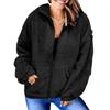 Women Turn-down Collar Winter Coat Long Sleeve Fur Coat Thick Warm Fleece Jacket Fluffy Zipper Cardigan Plus Size Solid Color Tops