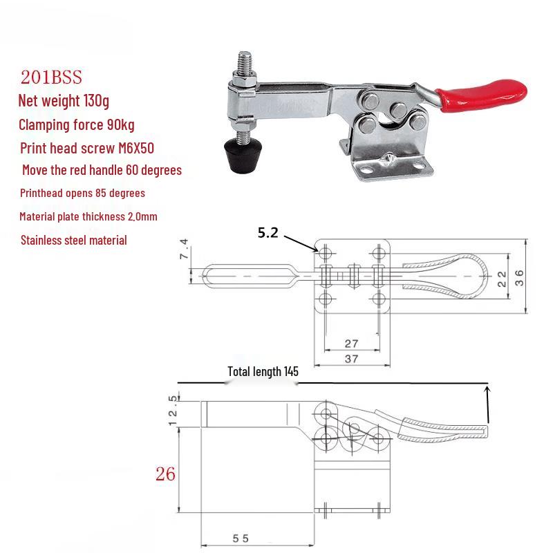 JZDASI Stainless Steel Horizontal Quick Clamp