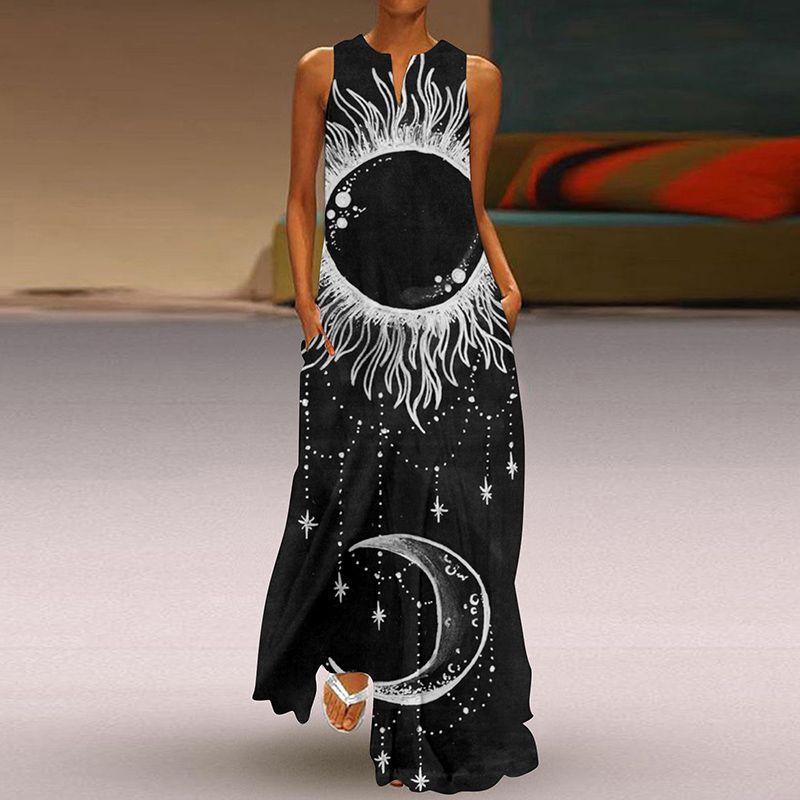 Dress Women Summer Print Long Beach Holiday Loose 3D Skirt