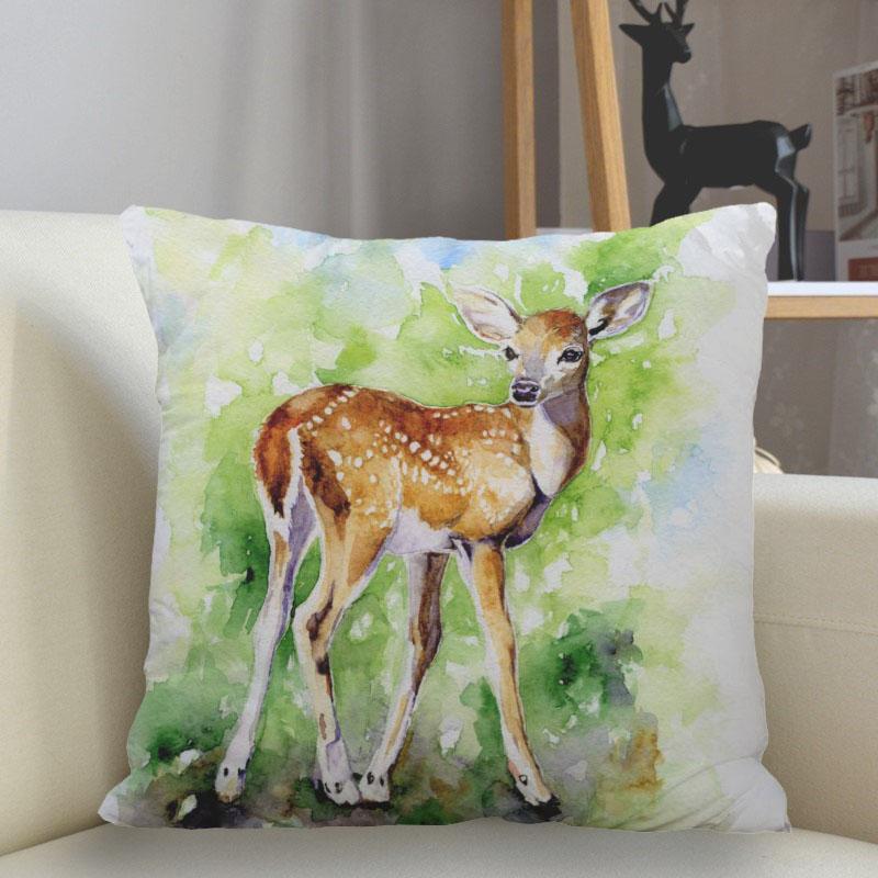 Bedroom Living Room Home Decor Cushion Cover Fantasy Fawn Art Pillowcase Square