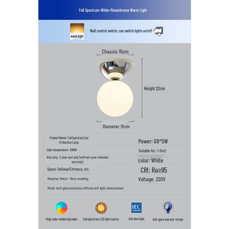 

Nordic Bauhaus Retro Ceiling Light for Corridor, Entrance Hall, Cloakroom, and Balcony