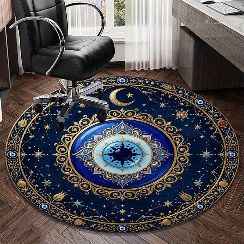 Evil Eye Stained Glass Design round carpet Chair cushion Round Entryway Rug, Soft Round Rugs for Living Room, Bedroom, Circle Carpet decor gifts