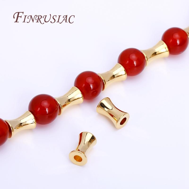 4*6MM Gold Plated Tube Spacer Beads High-Quality Large Hole Bamboo Beads For Bracelets Necklace Making DIY Jewelry Accessories