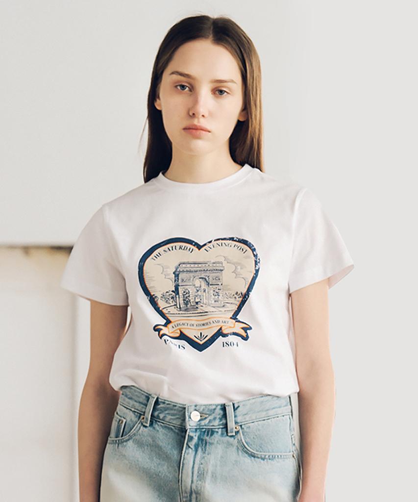 THE SATURDAY EVENING POST Arch Heart T-Shirt_White
